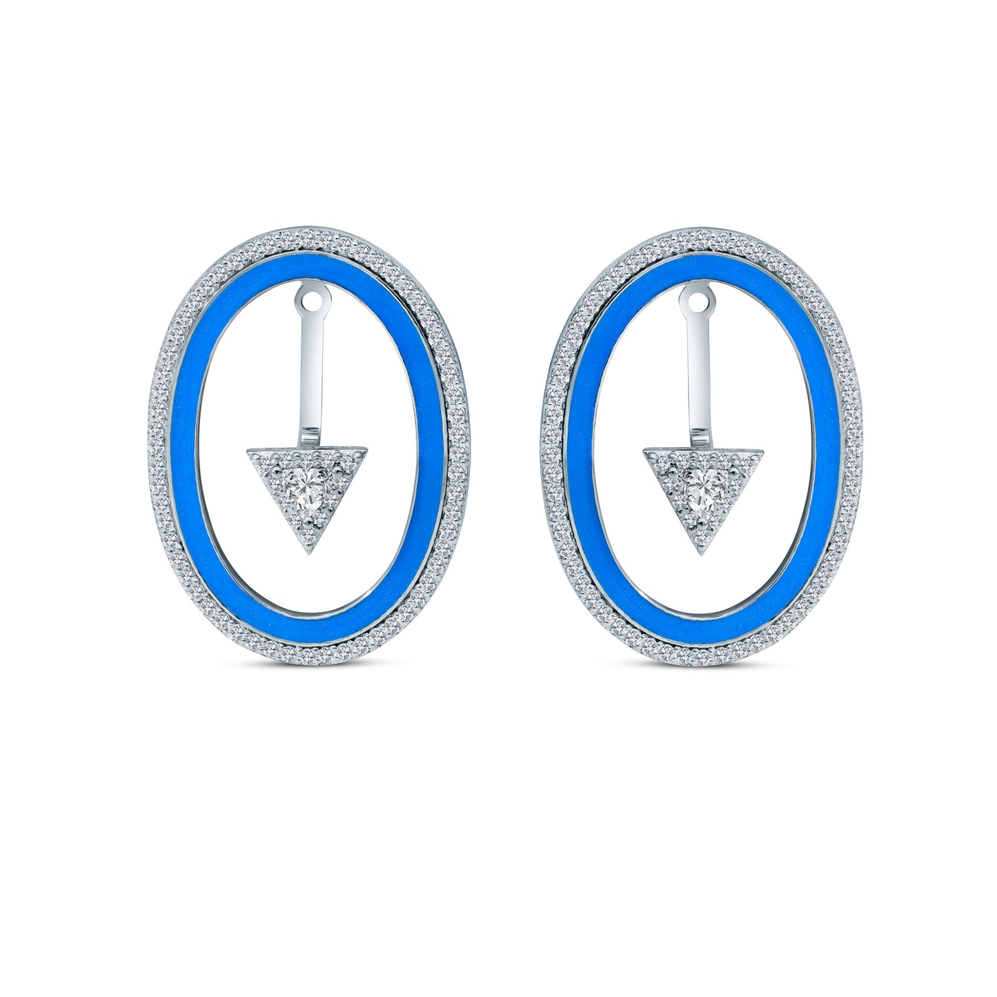 Iris Painted Earrings Blue White Gold