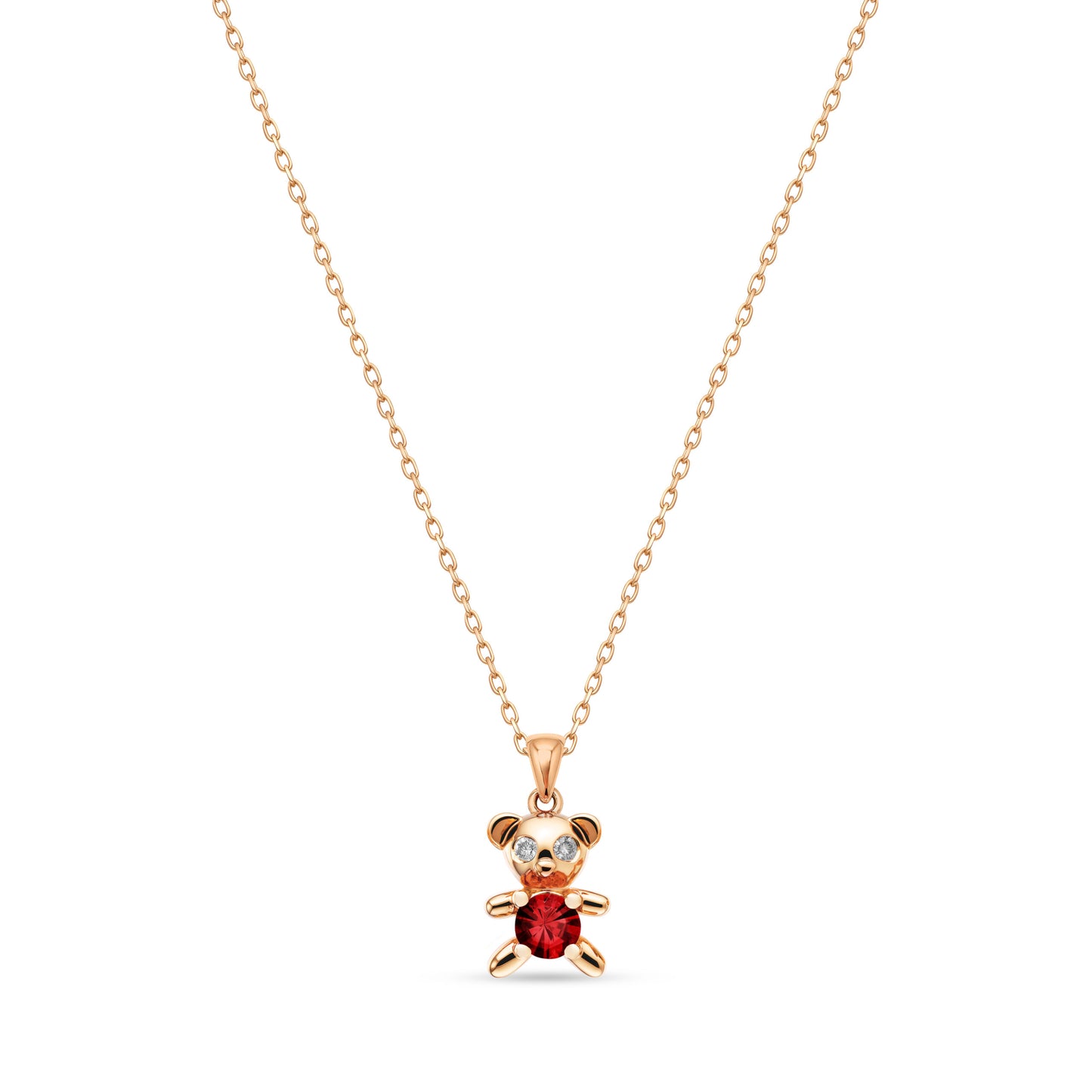 Teddy Necklace Rose Gold Ruby