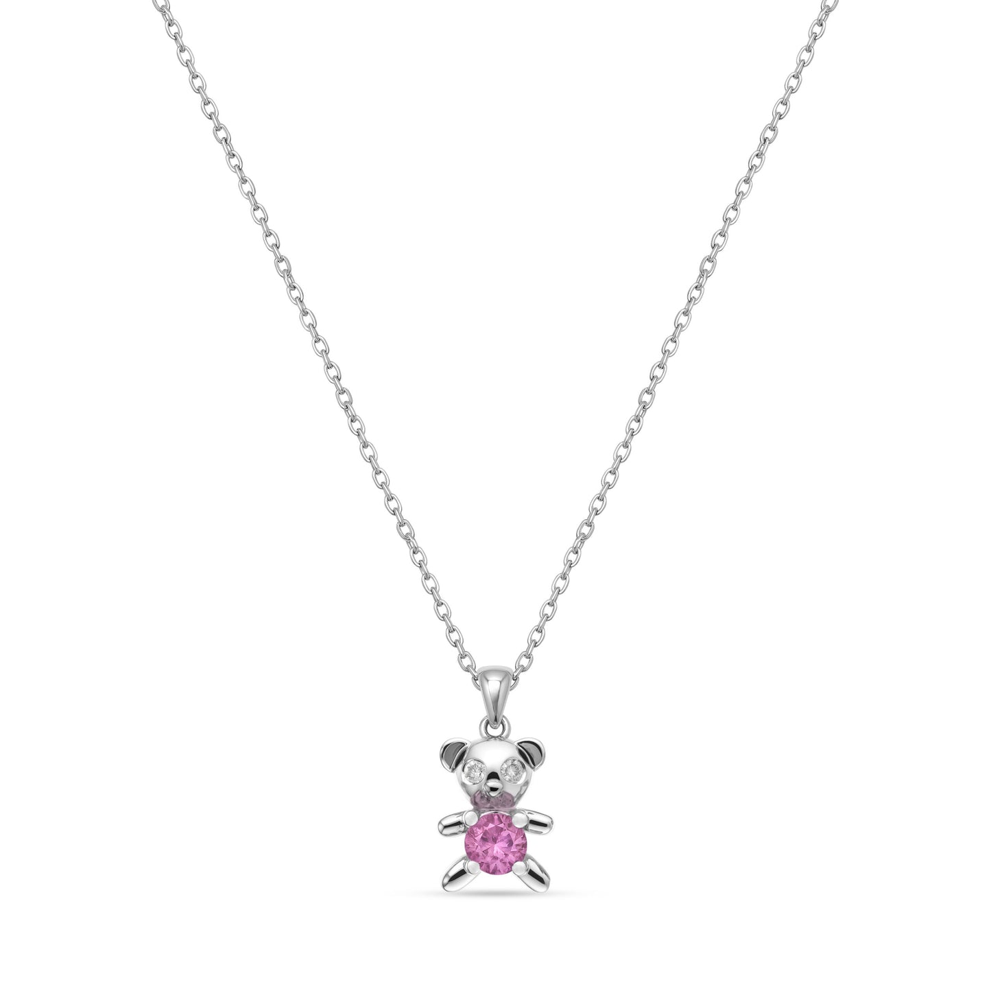Teddy Necklace White Gold Pink Sapphire