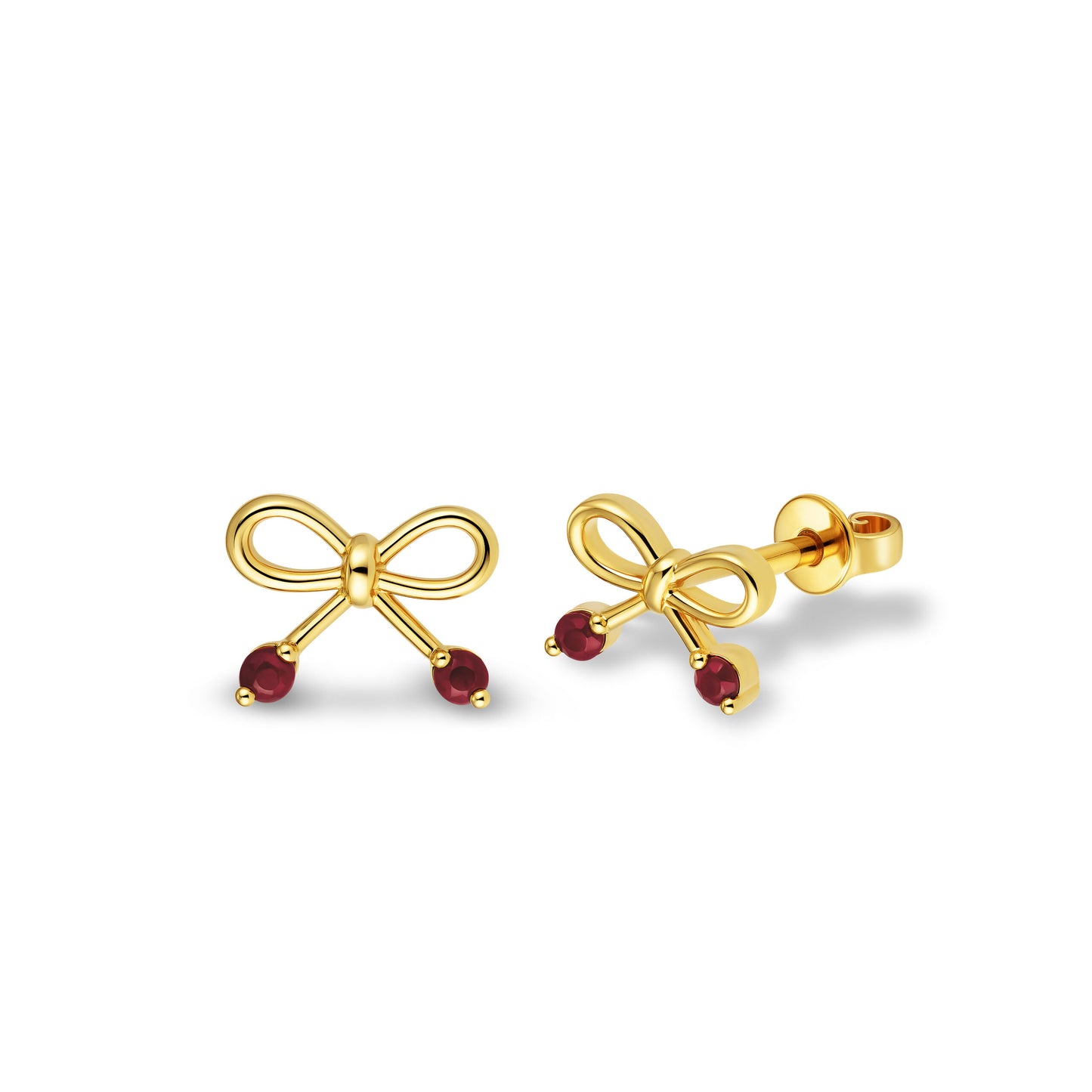 Ribbonette Studs Yellow Gold Ruby