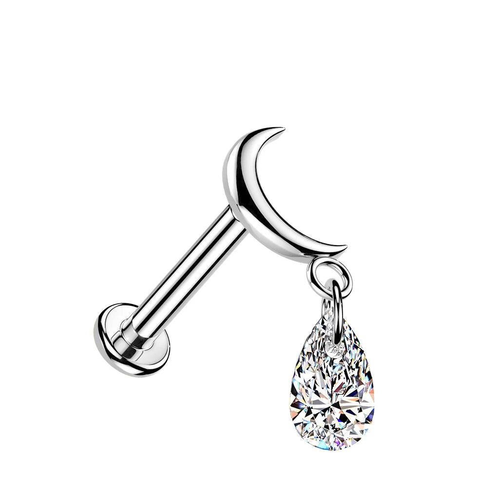 Moon Pear Attached Stud