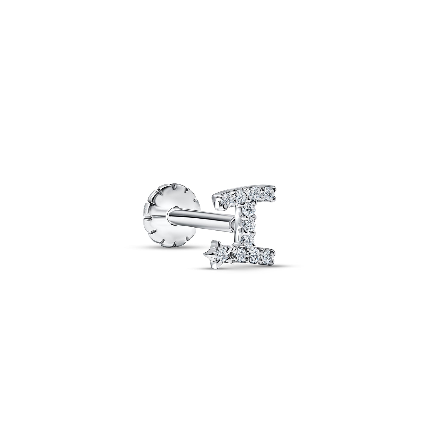 Alphabet Stud I White Gold