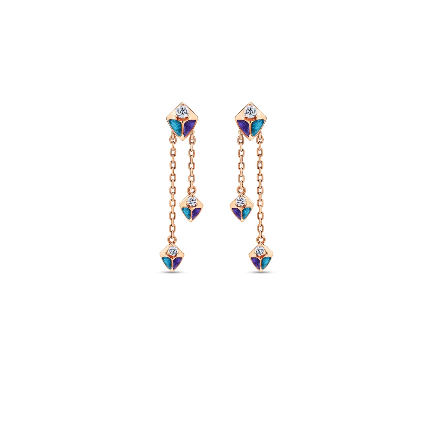Kites Earrings Enamel Rose Gold