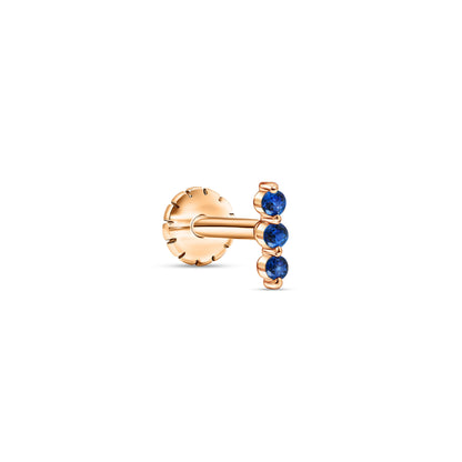 3 Lined S Stud Blue Sapphire