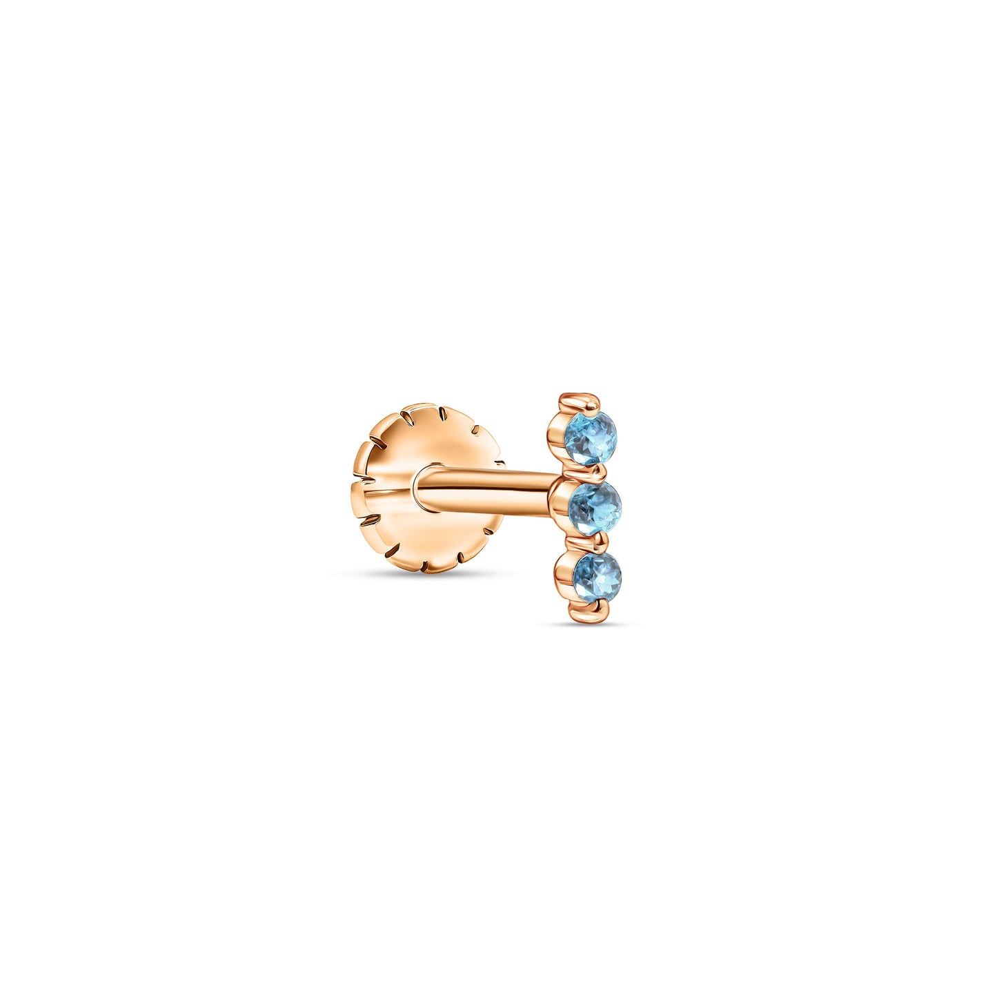 3 Lined S Stud Blue Topaz