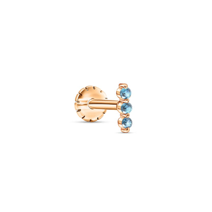 3 Lined S Stud Blue Topaz