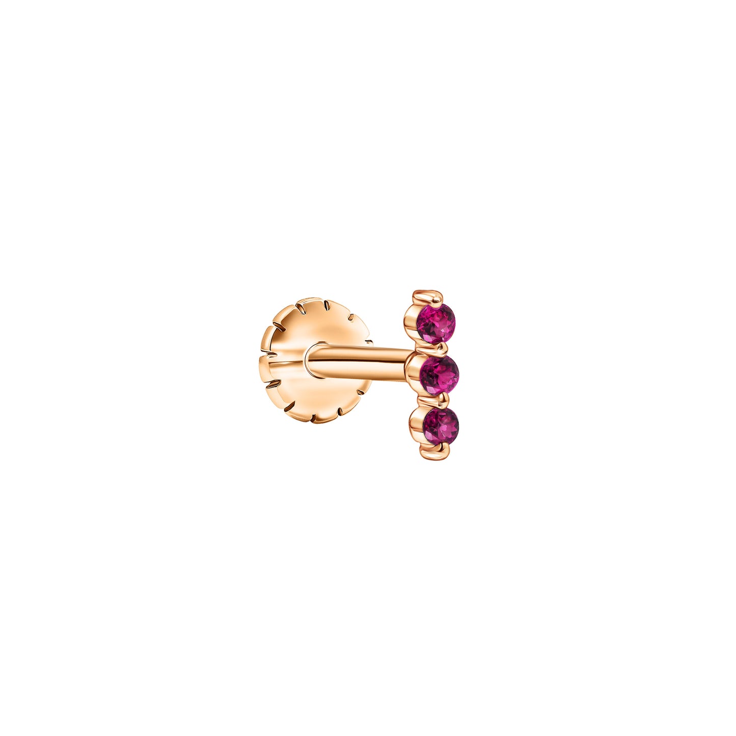 3 Lined S Stud Ruby