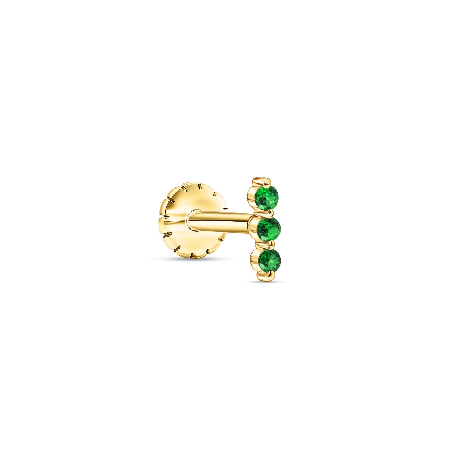 3 Lined S Stud Emerald