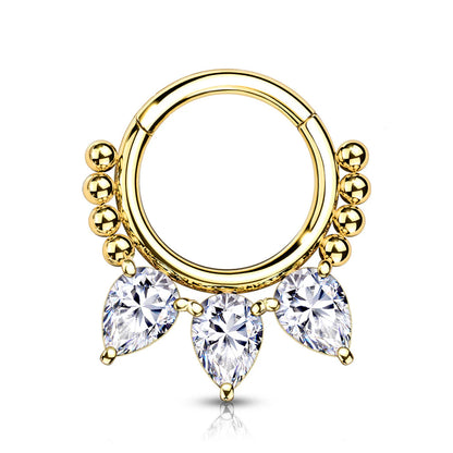 3 Pear Daith Ring