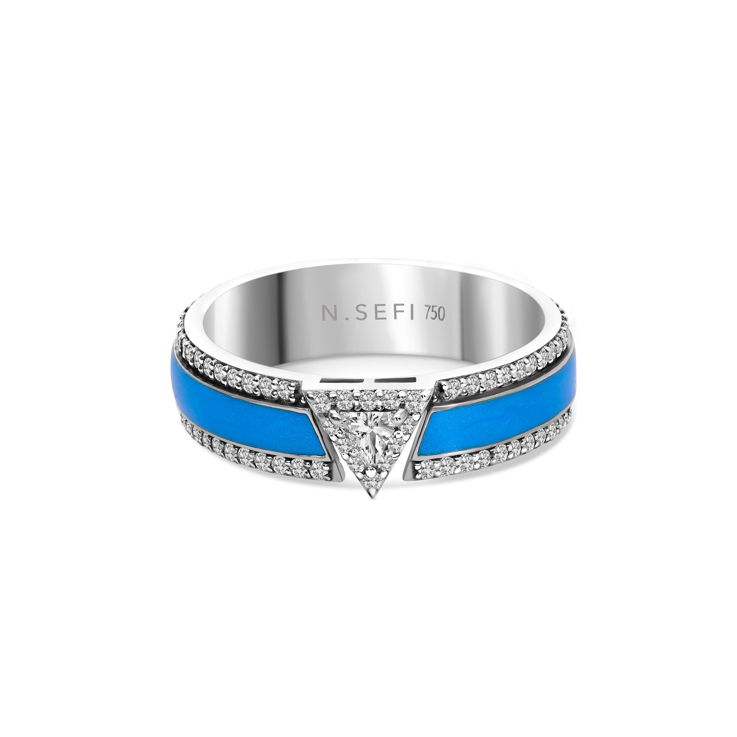 Iris Painted Ring Blue White Gold