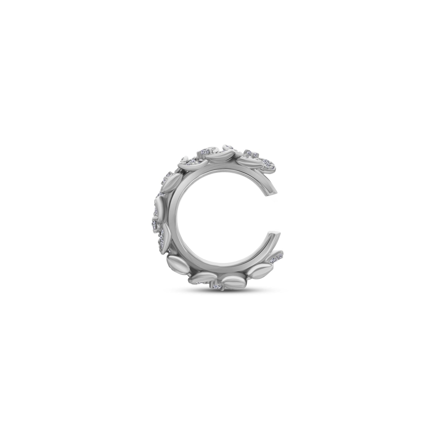 Flower Ear Cuff with Pavé Diamonds