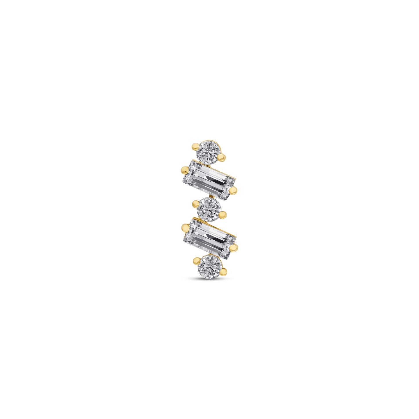 Double Baguette With Stone Stud