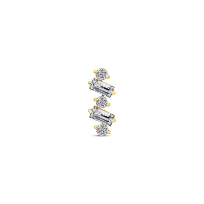 Double Baguette With Stone Stud
