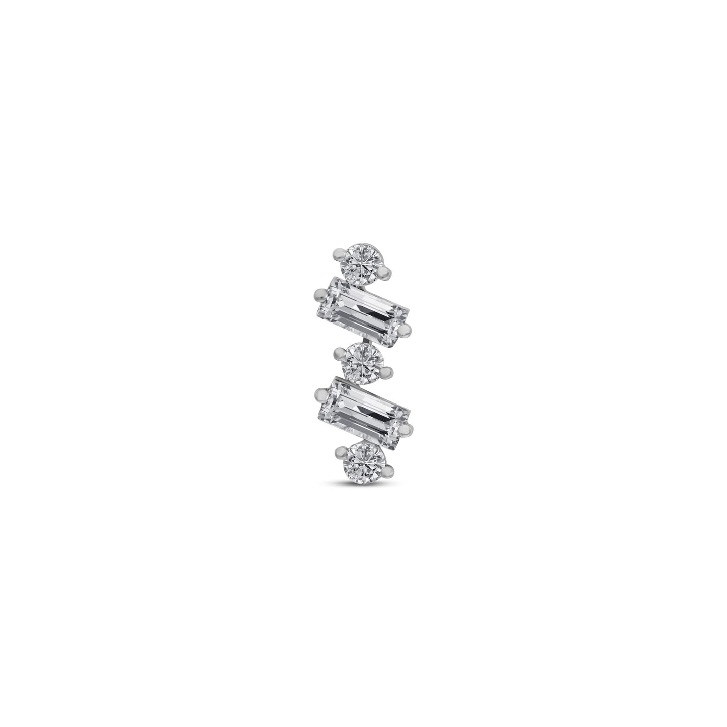 Double Baguette With Stone Stud