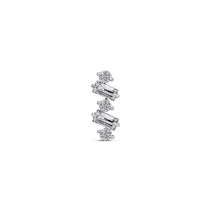 Double Baguette With Stone Stud