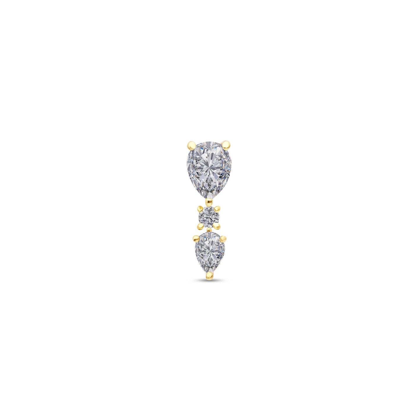 Triad Down Pear Stud