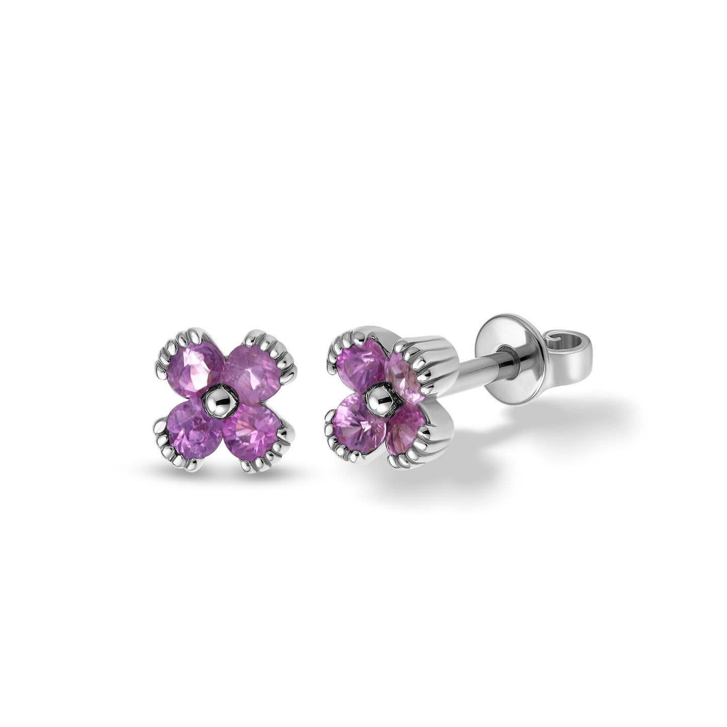 Fleurie Studs White Gold Pink Sapphire