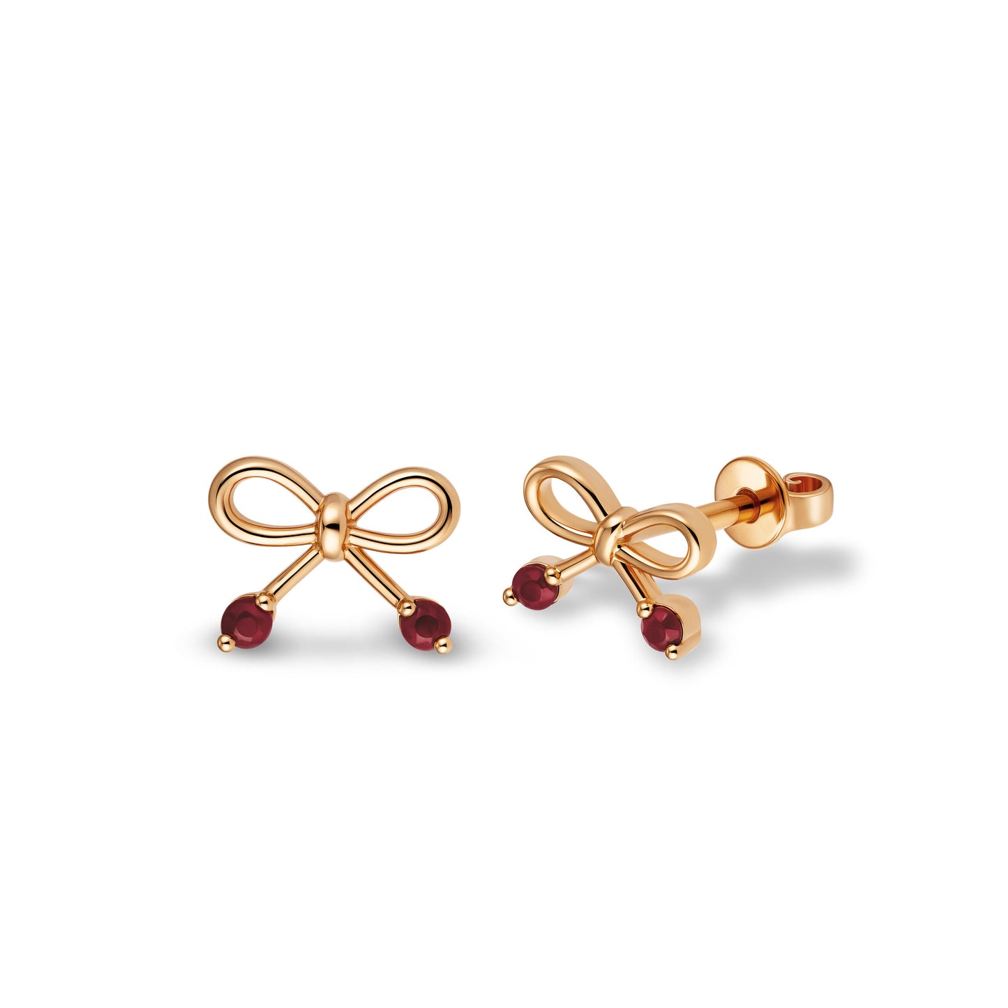 Ribbonette Studs Rose Gold Ruby