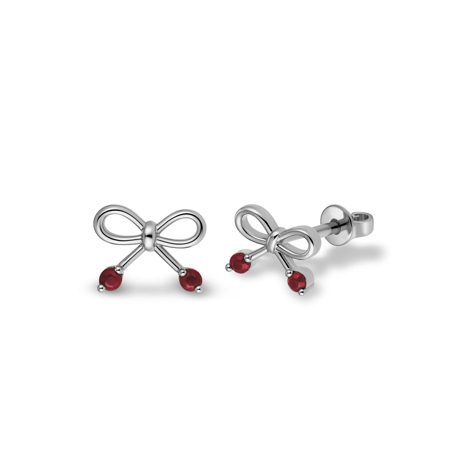 Ribbonette Studs White Gold Ruby