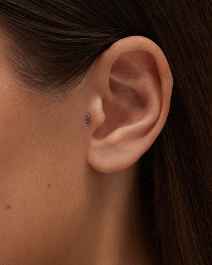 3 Lined S Stud Blue Sapphire