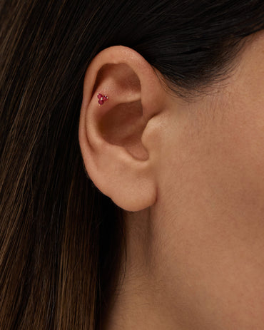 Tiny Trio Ruby Stud