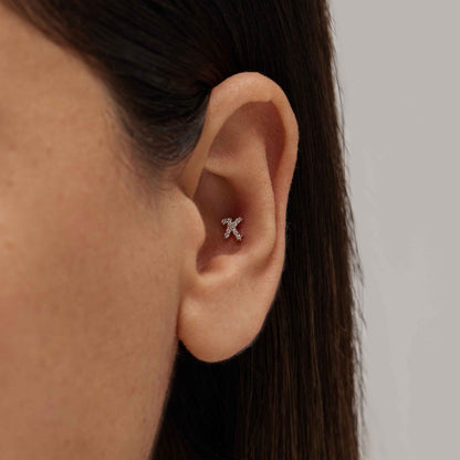 Alphabet Stud K White Gold
