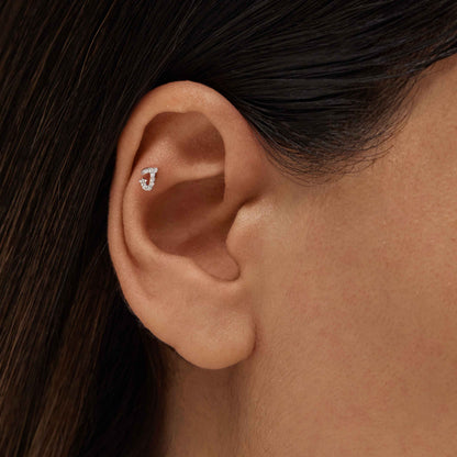 Alphabet Stud J White Gold