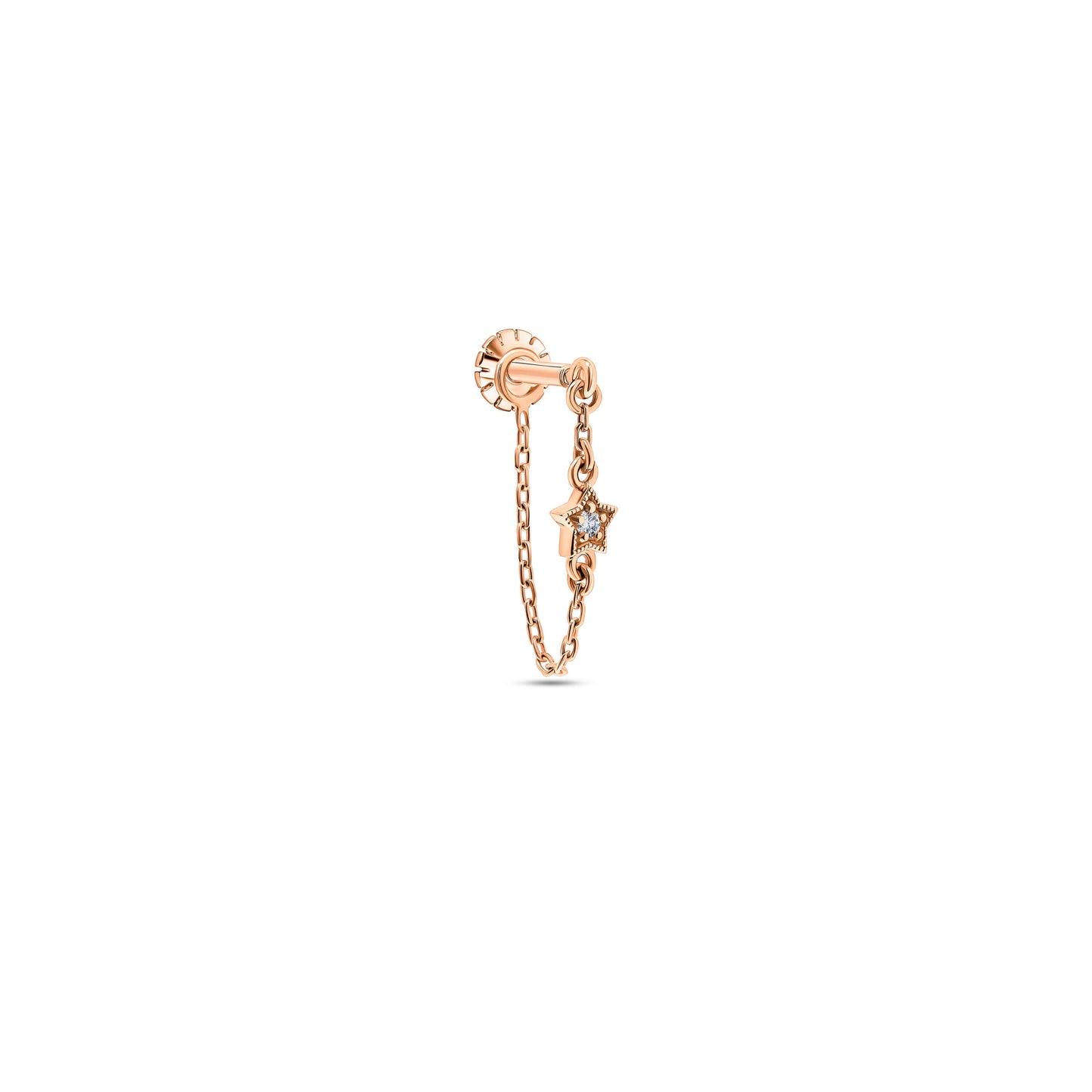 Chained Star Stud Rose Gold