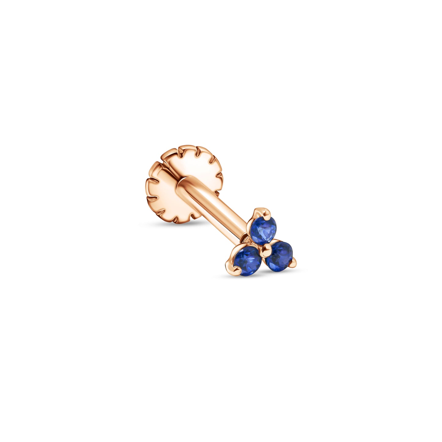 S Trio Dia Stud Blue Sapphire