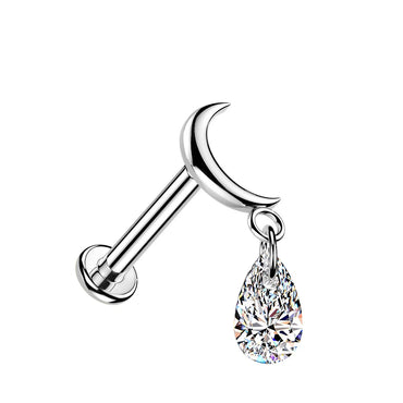 Moon Pear Attached Stud