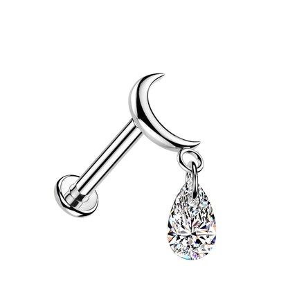 Moon Pear Attached Stud