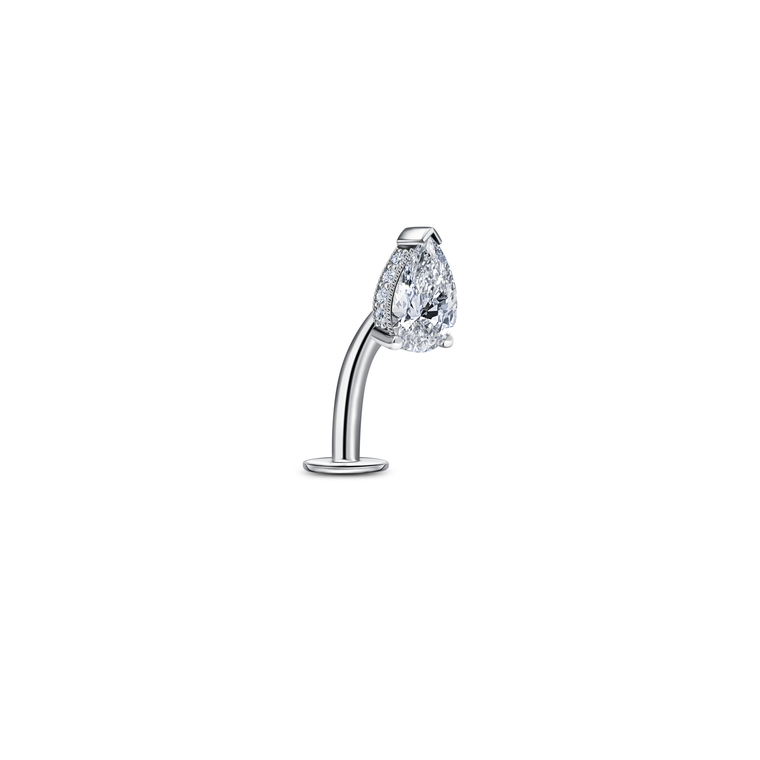 Floating Pear Belly Ring (Description Certified by GIAA