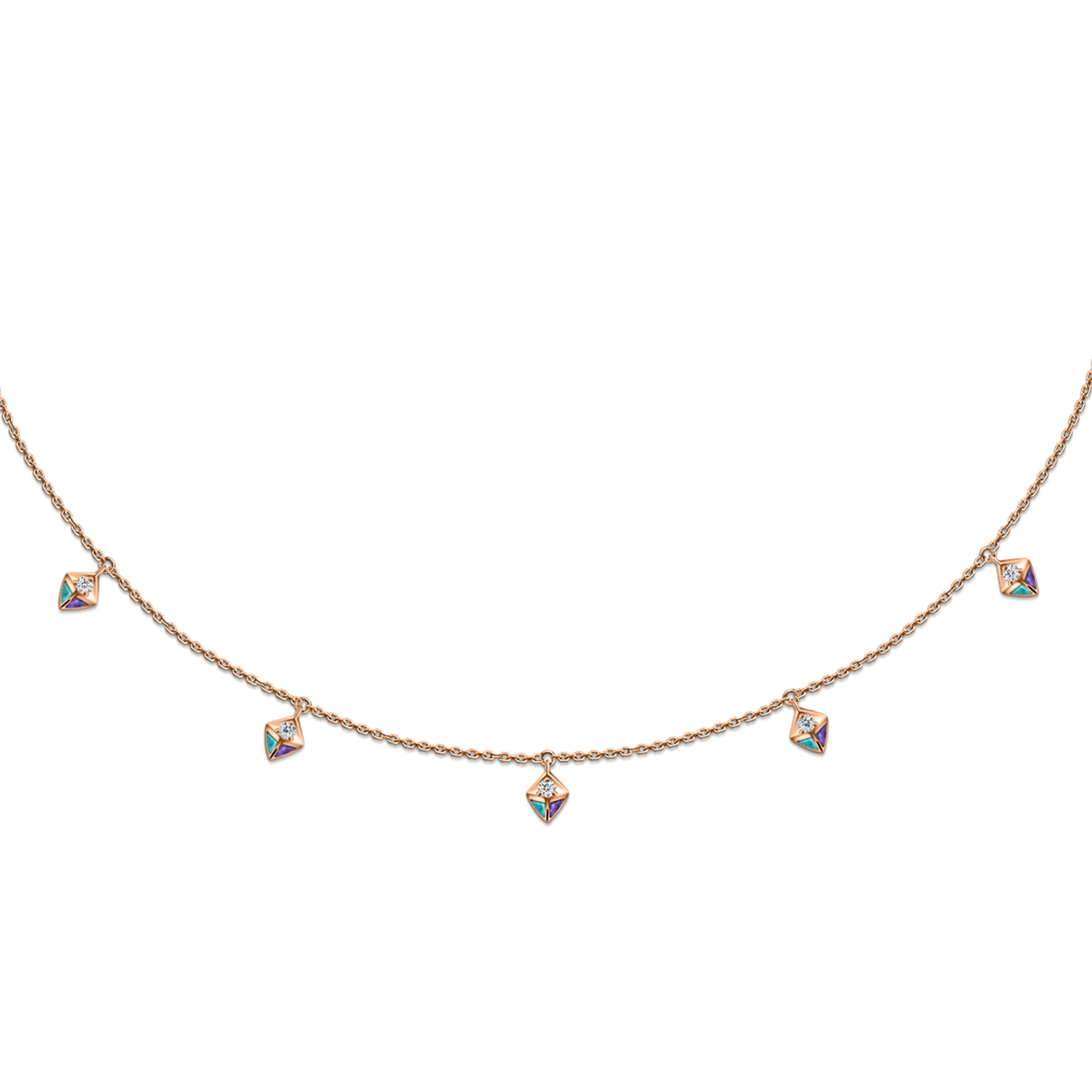 Kites Enamel Choker Rose Gold