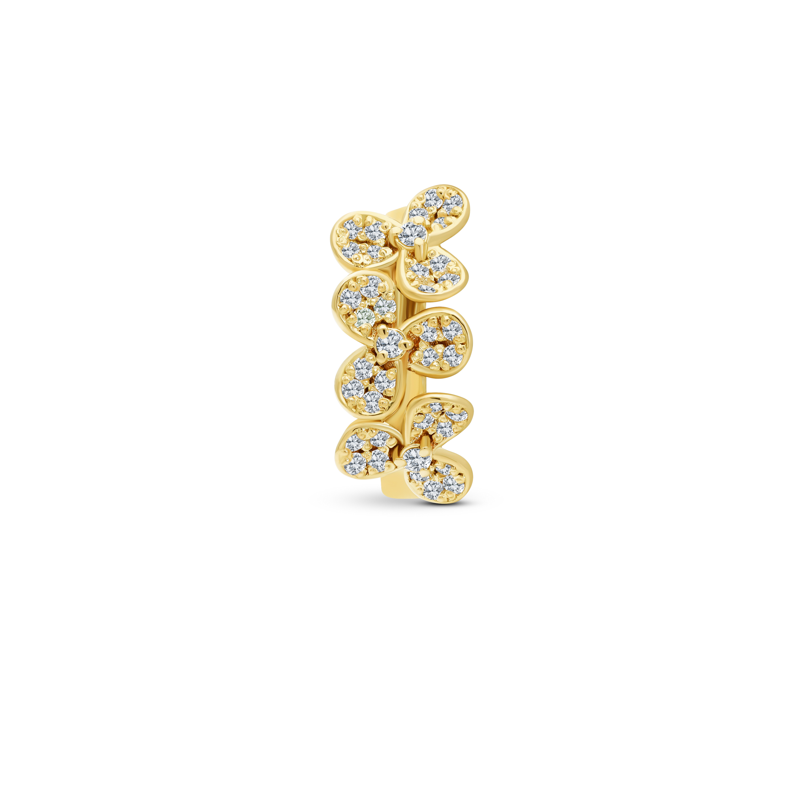 Pave Flower Ring Yellow Gold