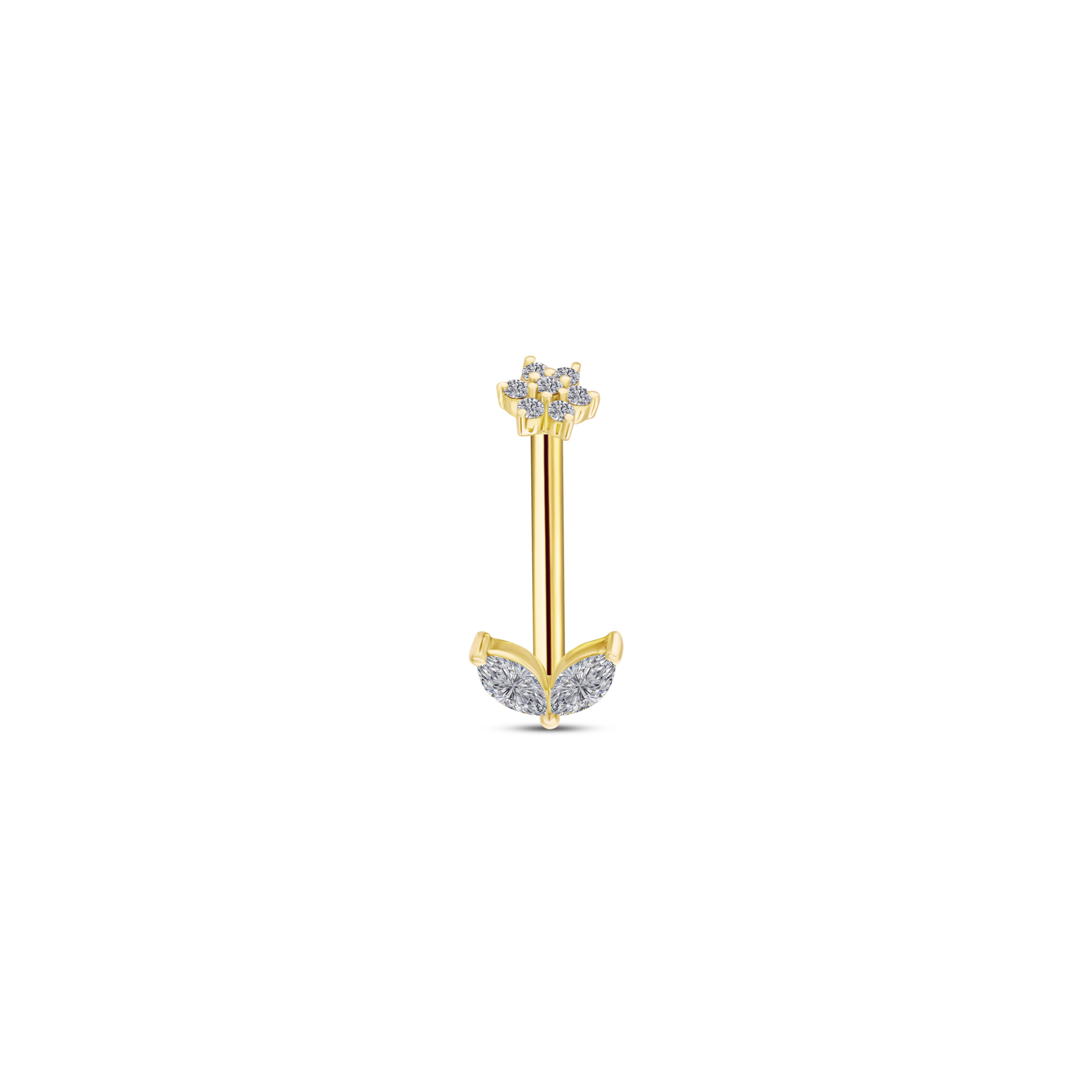 Mini Gardenia Belly Pier Yellow Gold