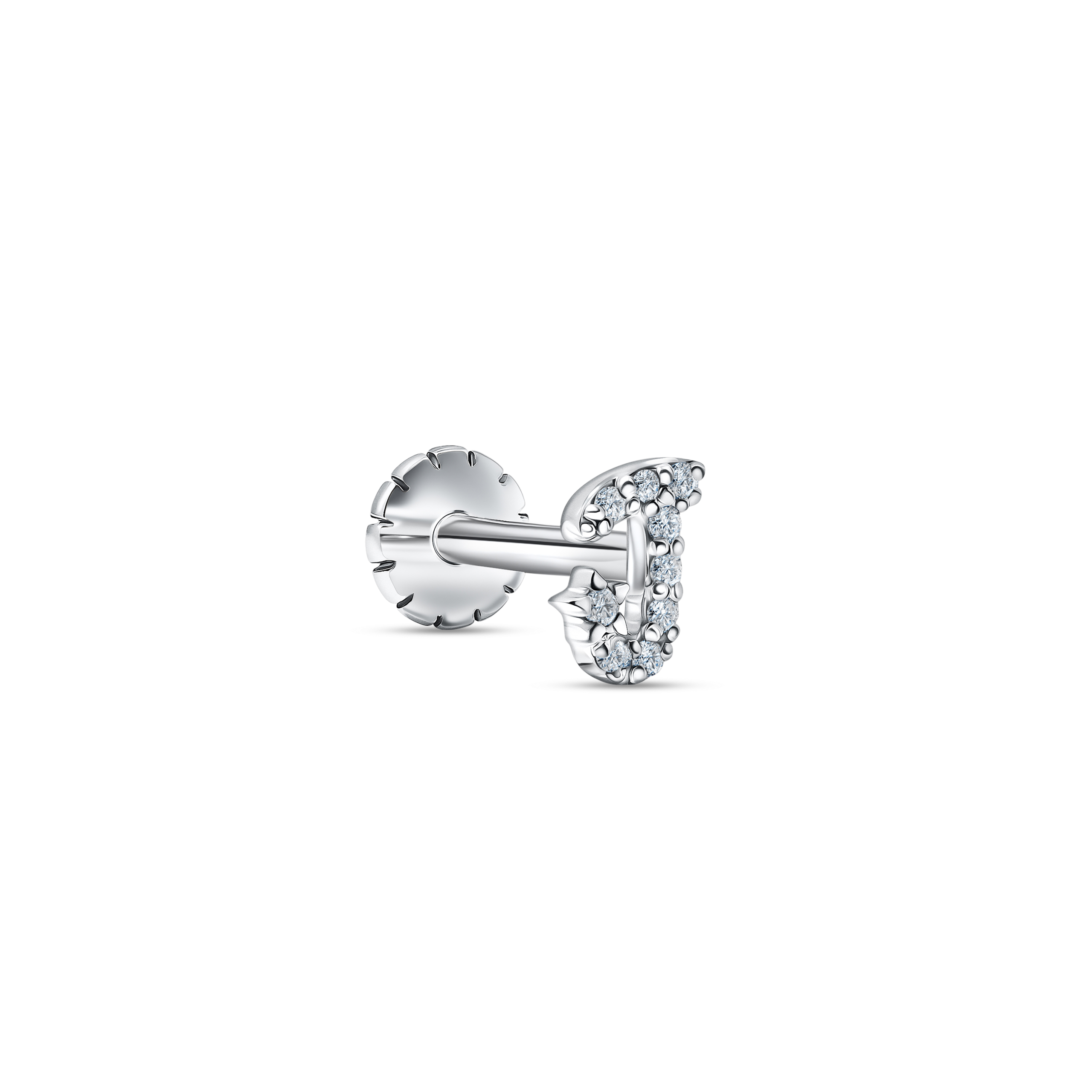 Alphabet Stud J White Gold