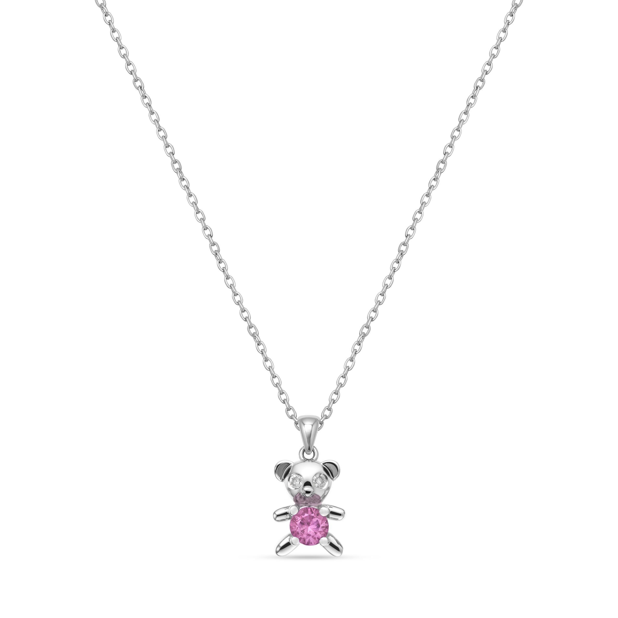 Teddy Necklace White Gold Pink Sapphire